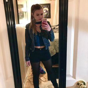 Charlotte Russe Size S Teal Ribbed Long Sleeved Shirt with Keyhole Neckline